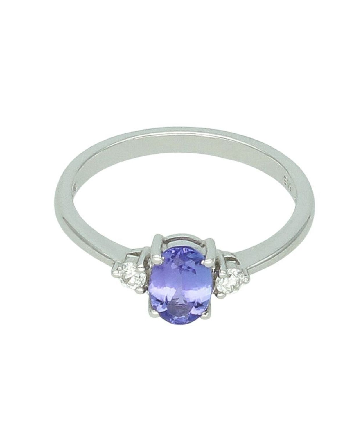 Pierścionek z tanzanitem i diamentami w białym złocie 585 – pierścionek zaręczynowy - rozmiar 16.jpg